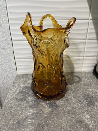 Hand Blown Italian Vase in Amber RSV|66467