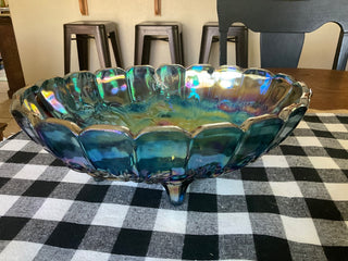 Carnival Glass bowl blue iridescent Harvest MTS|68386