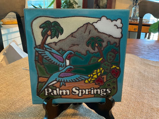 Ceramic Tile or trivet Palm Springs Hummingbird and Cactus MTS|73177