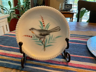 Milk Glass plate hp bird MTS|80556