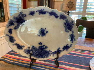 Antique Flow Blue Grindley platter 16” MTS|81011