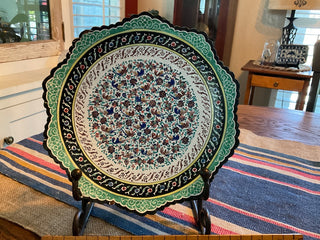 Vintage Persian Mina enamel wall plate 9” MTS|81039