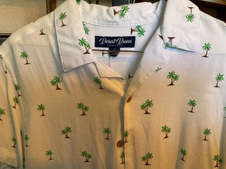 White Hawaiian shirt w palm trees L MTS|81054