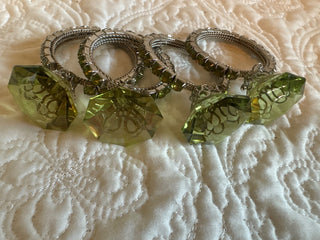 4 green jeweled ring ornaments or napkin holders|83451