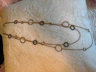 21 inch long double gold colored and green necklace RSV|84933