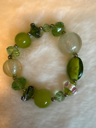 elastic green beaded bracelet RSV|84936