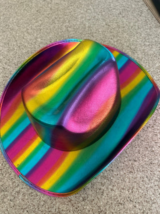 Metallic rainbow striped cowboy hat|90841