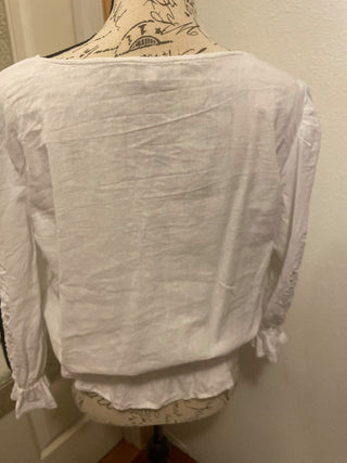 CYNTHIA ROWLEY White Linen Blouse, size M-RSV|93943