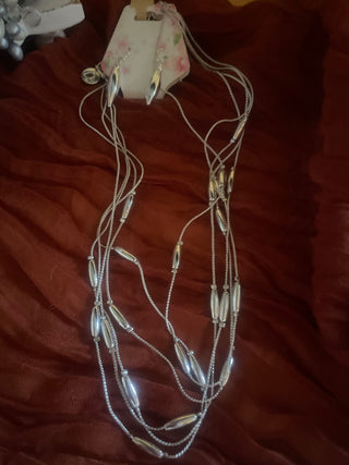 Silver tone earrings and necklace set-RSV|95775