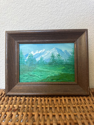 Vintage original mountain landscape oil painting|100764