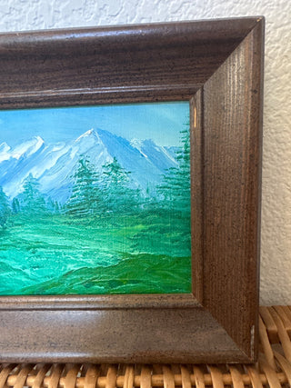 Vintage original mountain landscape oil painting|100765