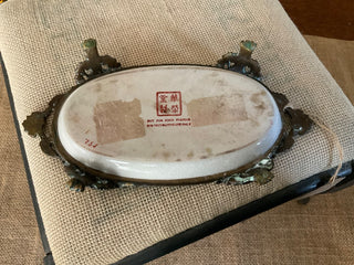 Brass footed Chinese hp porcelain trinket dish MTS|103151