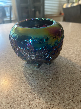 VTG amethyst footed carnival glass bowl|108251