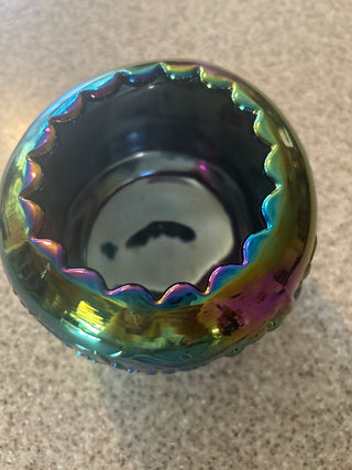 VTG amethyst footed carnival glass bowl|108252