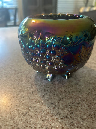 VTG amethyst footed carnival glass bowl|108253