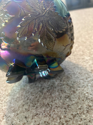 VTG amethyst footed carnival glass bowl|108254
