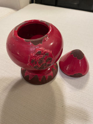 Red decorative jar with lid RSV|110232