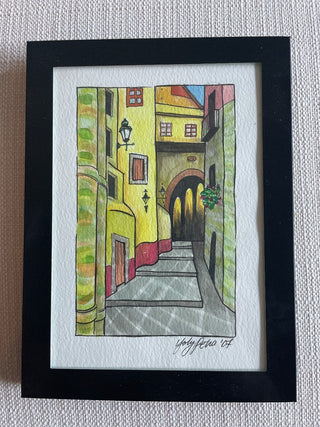 Black Framed watercolor hand painted Yoly|110455