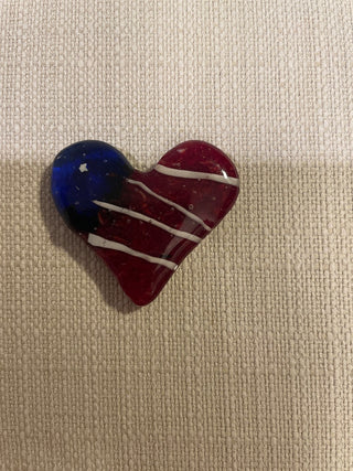 Red white and blue glass heart hand crafted RSV|111389