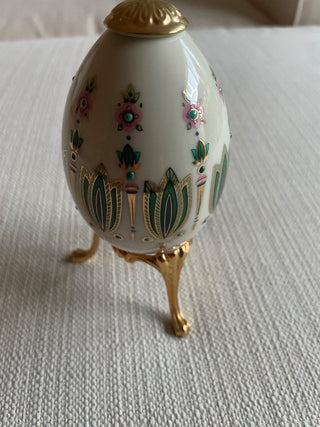 1994 Lenox China Treasures Collection Jeweled Emerald Green Gold Egg w/Stand RSV✅|113893