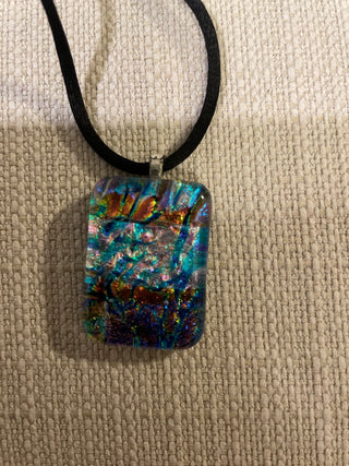 Dichroic Glass Jewelry Pendant, signed, and dated RSV|117792