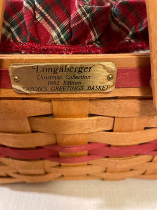 Longaberger Christmas collection 1992 seasons greetings basket  RSV|119564