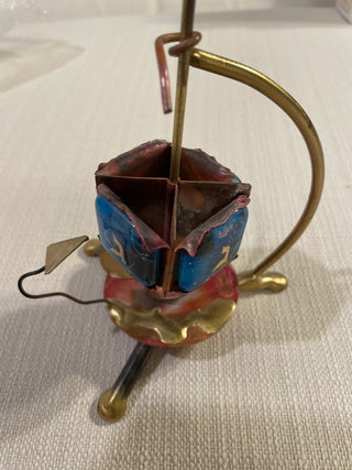 GARY ROSENTHAL JUDAICA  DREIDEL METAL AND GLASS ENAMEL SCULPTURE  RSV|119584