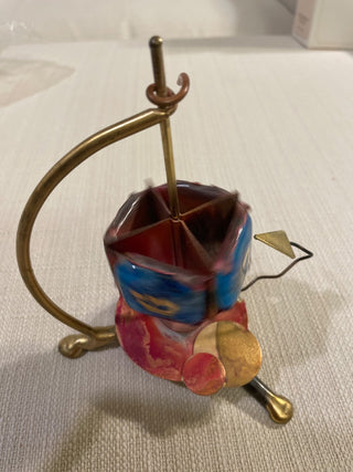 GARY ROSENTHAL JUDAICA  DREIDEL METAL AND GLASS ENAMEL SCULPTURE  RSV|119586
