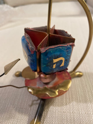 GARY ROSENTHAL JUDAICA  DREIDEL METAL AND GLASS ENAMEL SCULPTURE  RSV|119587