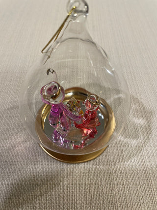 Vintage Glass Nativity Ornament with Glass Figures, Jesus, Mary, & Joseph, 4.75" RSV|122432