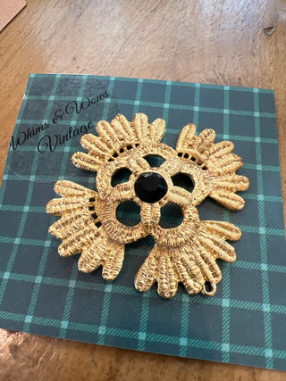 Gold/black stone Brooch MTS|124079