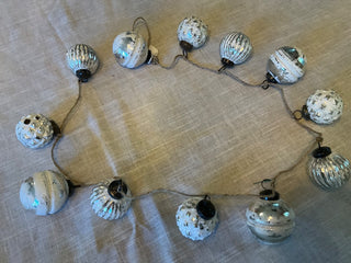 Rustic garland white glass orn on twine 46” MTS|125479