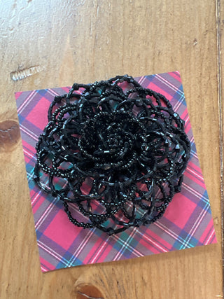 Black Beaded Flower Pin MTS|127501