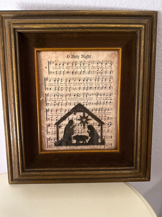 Vintage frame with O holy night and manger RCD|130552