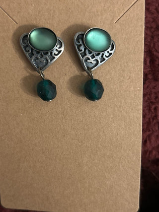 Vintage green stone earrings  MTS|130924