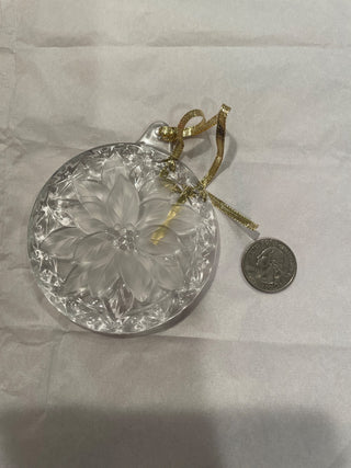 Mikasa clear and frosted glass Festive Poinsettia Christmas Ornament RSV|135686