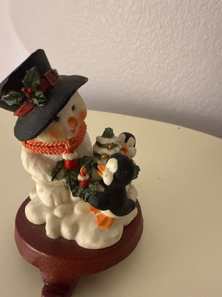 Snowman with penguins stocking holder RCD|135784