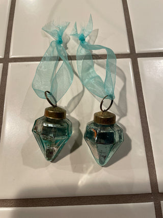 Vintage mercury,  teal  glass ornaments RSV|141540