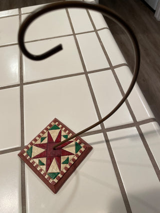 Jim Shore Ornament Holder ‘Square Quilt’ #105184 Patchwork Red Green RSV|141546