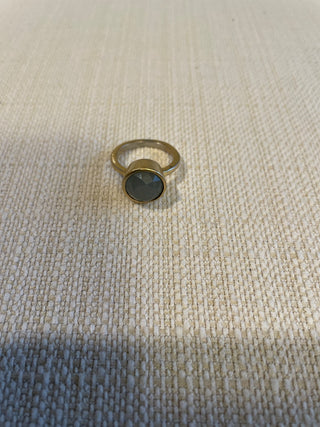 Matte gold tone cabochon bezel  set ring size 7 RSV|142623