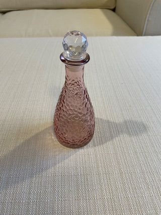 TRU HEART BRAND 6.9-inch pink hammered glass bottle with a stopper, often used as a moon water|142631