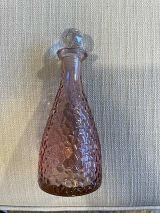 TRU HEART BRAND 6.9-inch pink hammered glass bottle with a stopper, often used as a moon water|142632