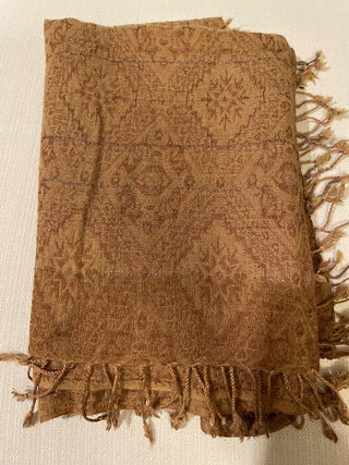 Brown shawl with fringe RSV|145330