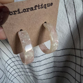 50% OFF - bri.craftique - Blush Pink  Lucite Hoop Earrings