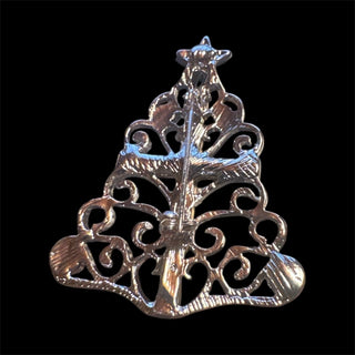 Vintage Tow Tone Christmas Tree Brooch w/Cross Jesus Lapel #62 VV MTS|133888