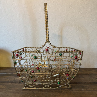 Ornate Gold Twisted Wire Reindeer Basket RCD|124658