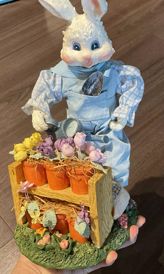 Vintage Fabric Mache Spring Garden Easter Bunny VV MTS