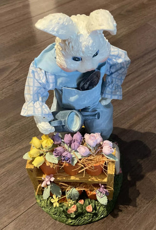Vintage Fabric Mache Spring Garden Easter Bunny VV MTS