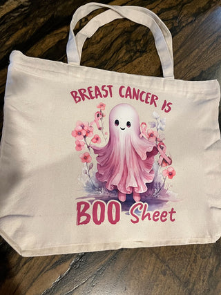 "Breast Cancer Is Boo Sheet" Large Zippered Canvas Bag or Tote RSV|119092