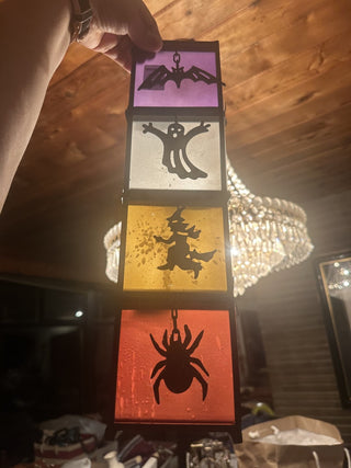 4 Tea light Tower holder Bat, Ghost, Witch, and Spider Glass and Metal #63 VV MTS|118041